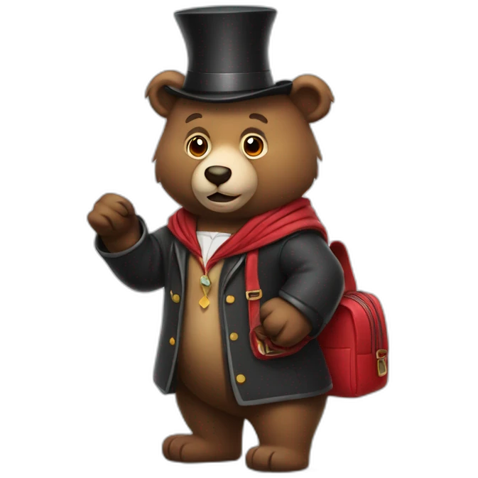 a bear magician wearing a school bag emoji