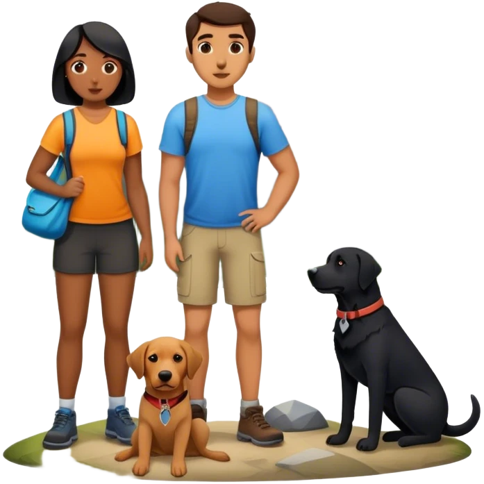 Person with black lab and mountain dog emoji