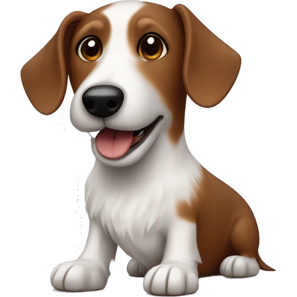 Scruffy white terrier and smooth coat brown dachshund dog friends emoji
