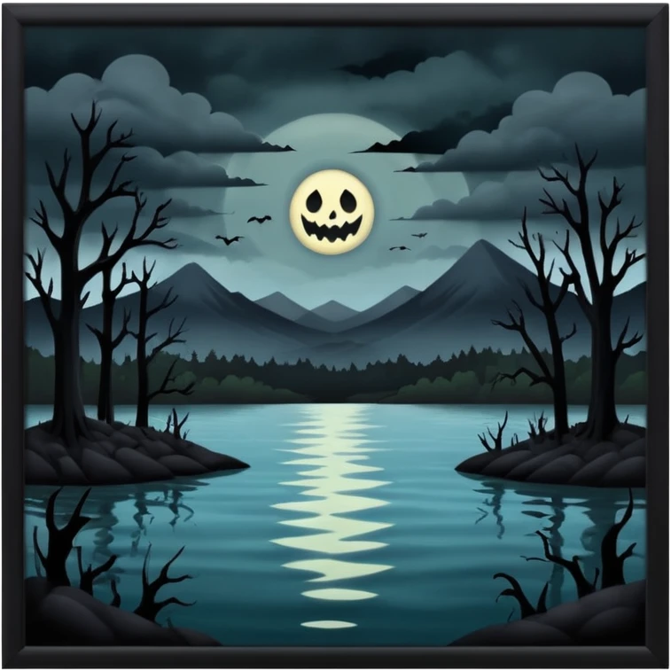 horror lake in dark emoji