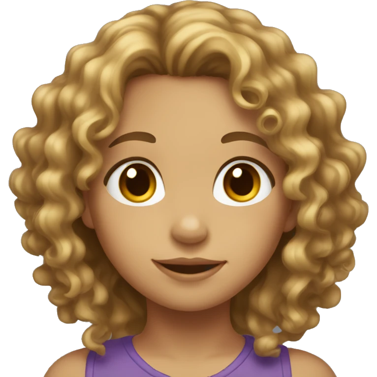 Young girl with brown curly hair and some blonde highlights  emoji