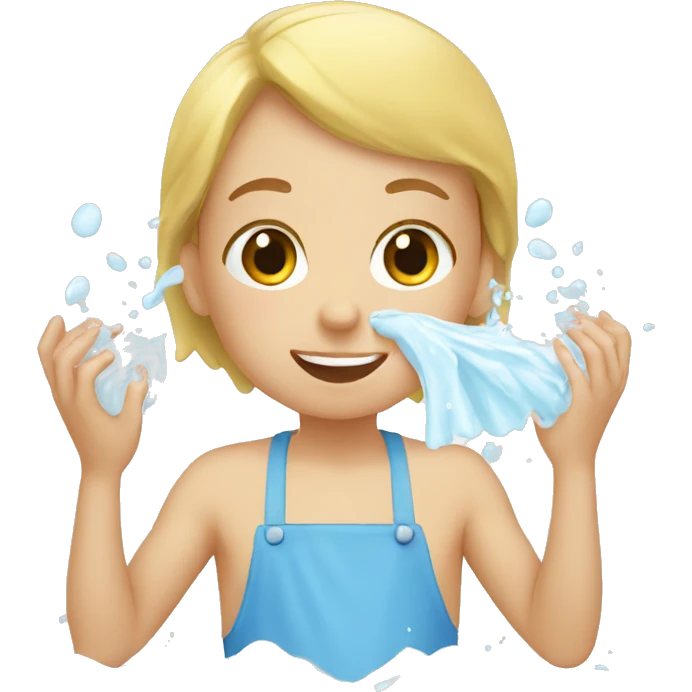 white child washing face emoji