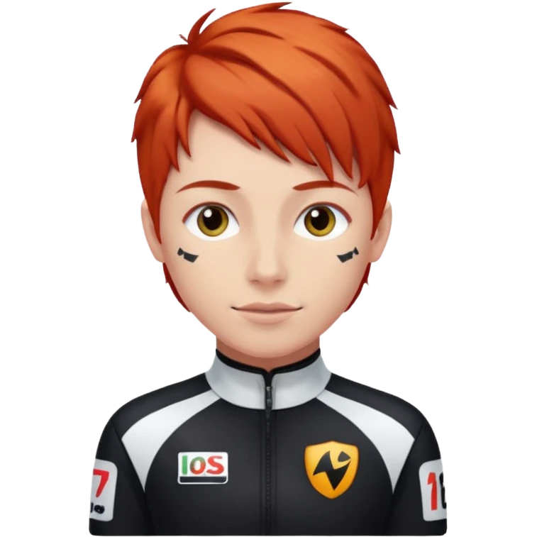 red haired racer with black outfit emoji