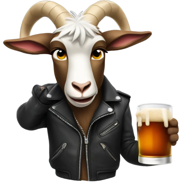 Angry Goat wearing a leather jacket sipping bourbon emoji