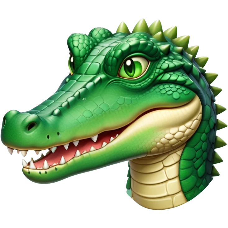 cinematic-noble-crocodile-portrait-emoji,-poised-and-regal,-with-a-powerful,-elongated-build-and-a-rugged,-scaly-emerald-green-hide,-piercing-cold-eyes,-simplified-yet-sharp-and-sophisticated-features,-highly-detailed,-glowing, head held high emoji