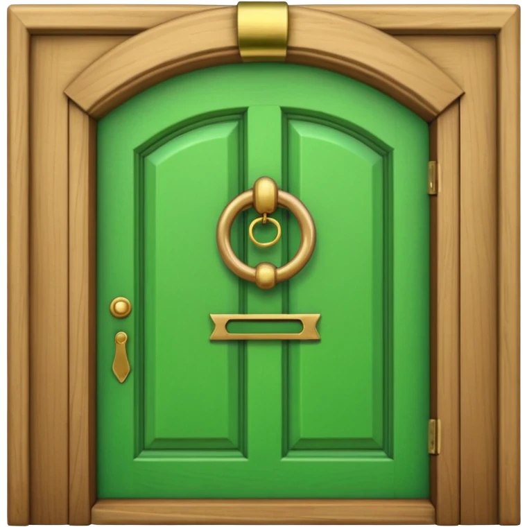 A wooden green door emoji in the style of Apple emoji with a knocker emoji