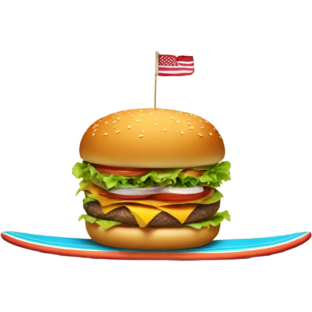 burger on a surfboard emoji