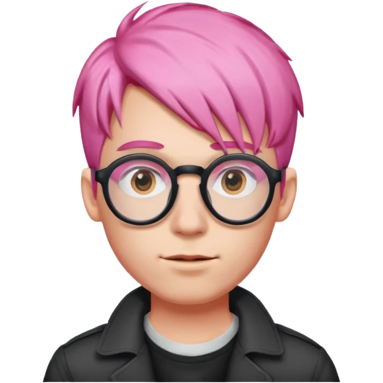 pink haired guy with cool  big spectacles emoji
