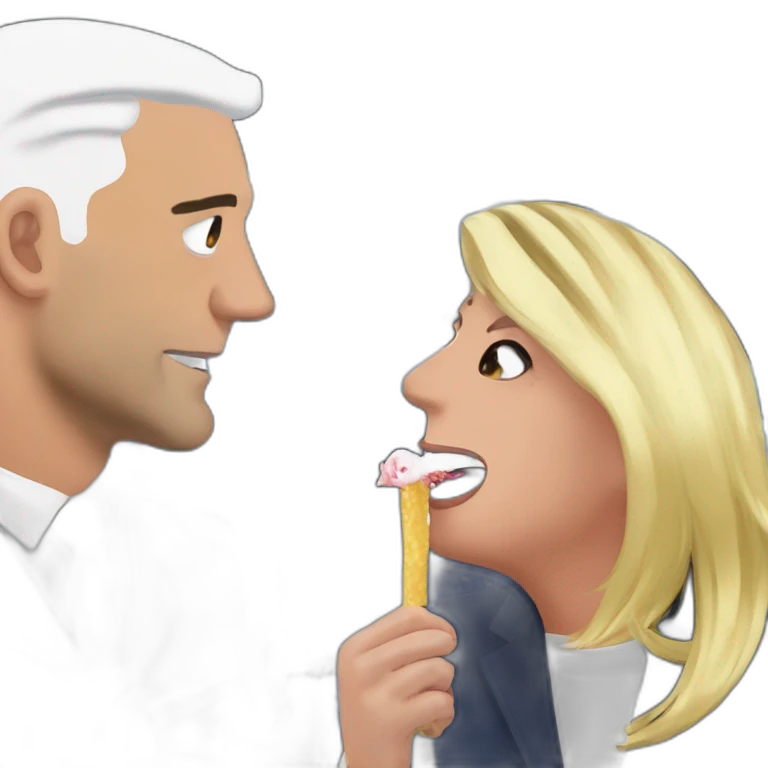Marine Le Pen ambrasse emnuelle macron sur la bouche emoji