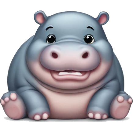 chubby baby hippo with a belly emoji