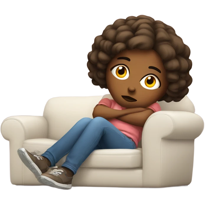 Bored girl lying on the couch emoji
