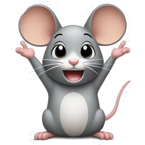 Mouse with hands up emoji