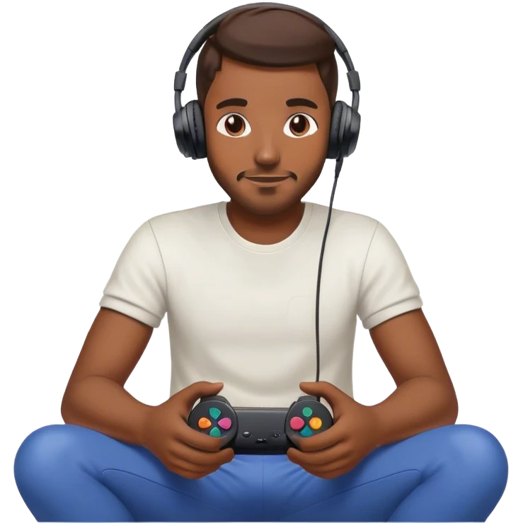 Muchacho guapo con audífonos jugando playstation emoji