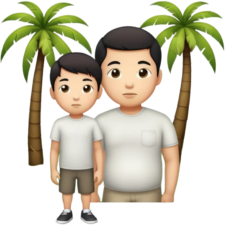 skinny asian guy with shorter fat asian kid whose darker and they’re in front of palm trees emoji