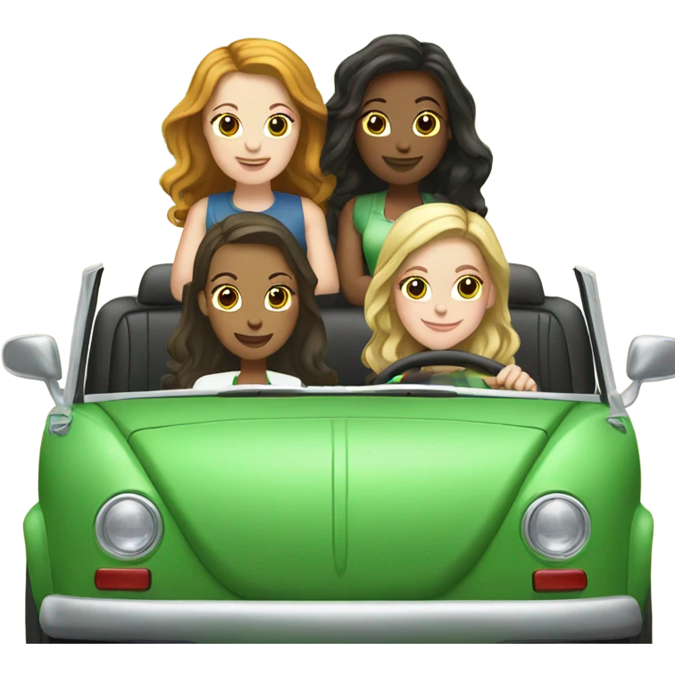 4 white girls in a green convertible vw  emoji