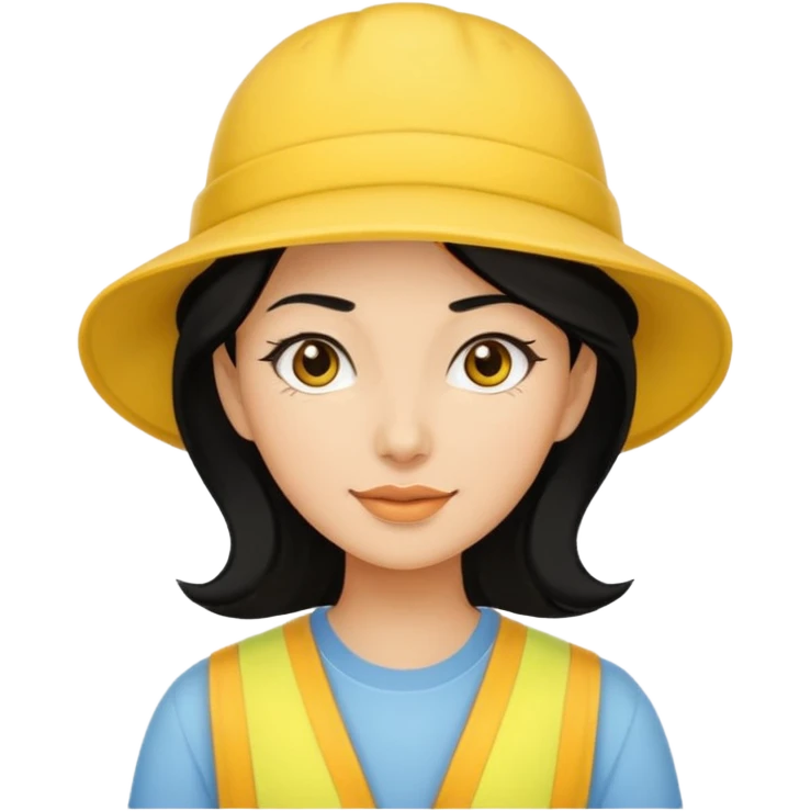 black haired women with yellow hat emoji