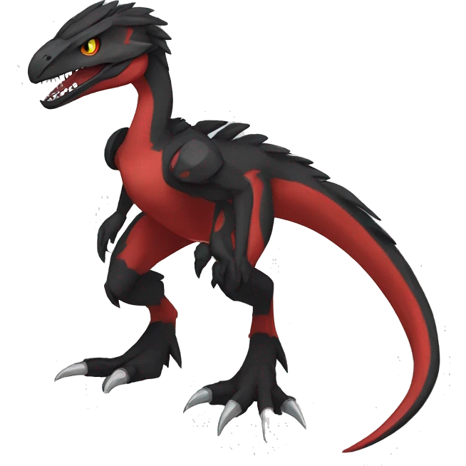  Cool Edgy Black Red Digimon-Fakemon-Velociraptor full body emoji