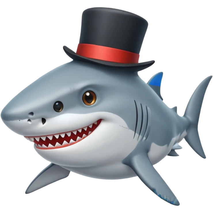 Shark with a top hat emoji