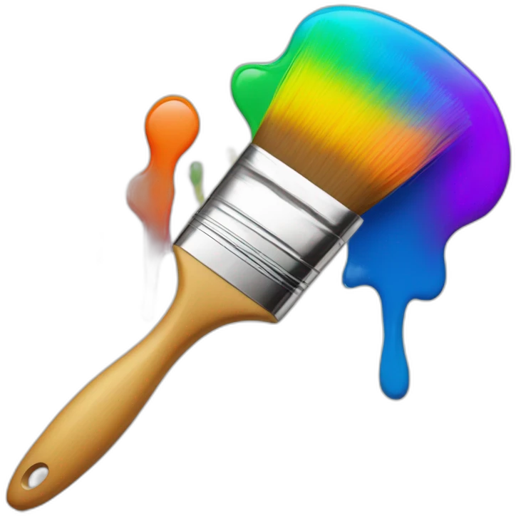 paintbrush with a face singing with joy many colors emoji