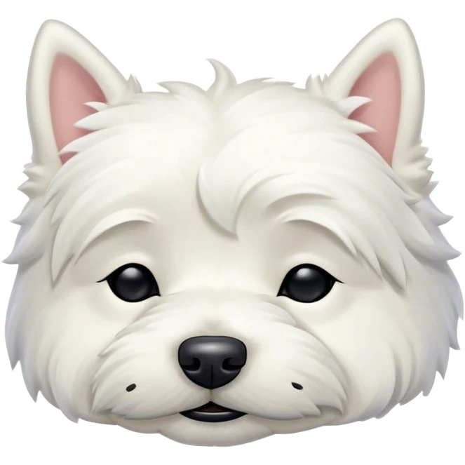 Meme-Worthy Cute Sleeping West Highland White Terrier Portrait Emoji, Head resting peacefully with a contented smile, showcasing a delightfully compact build and a luxuriously soft white coat, eyes shut in a serene nap, Simplified yet hilariously adorable features, highly detailed, glowing with a soft, drowsy light, high shine, relaxed and utterly lovable, stylized with an air of playful laziness, bright and heartwarming, soft glowing outline, capturing the essence of a comically sleepy companion, so meme-worthy it feels like it could instantly become the next viral sensation of adorable slumber! emoji