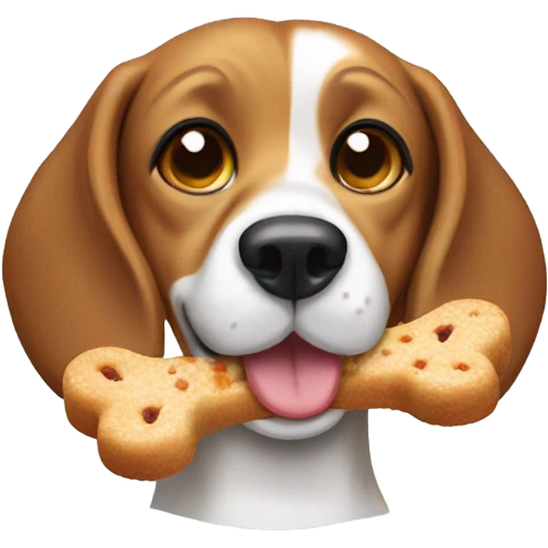 Beagle dog eating a treat emoji