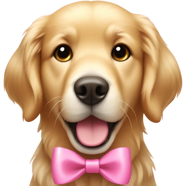 Cute golden retriever with a pink bow emoji
