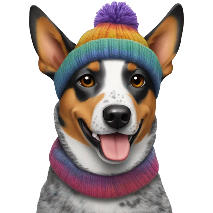 Australian cattle Dog wearing a knit hat emoji