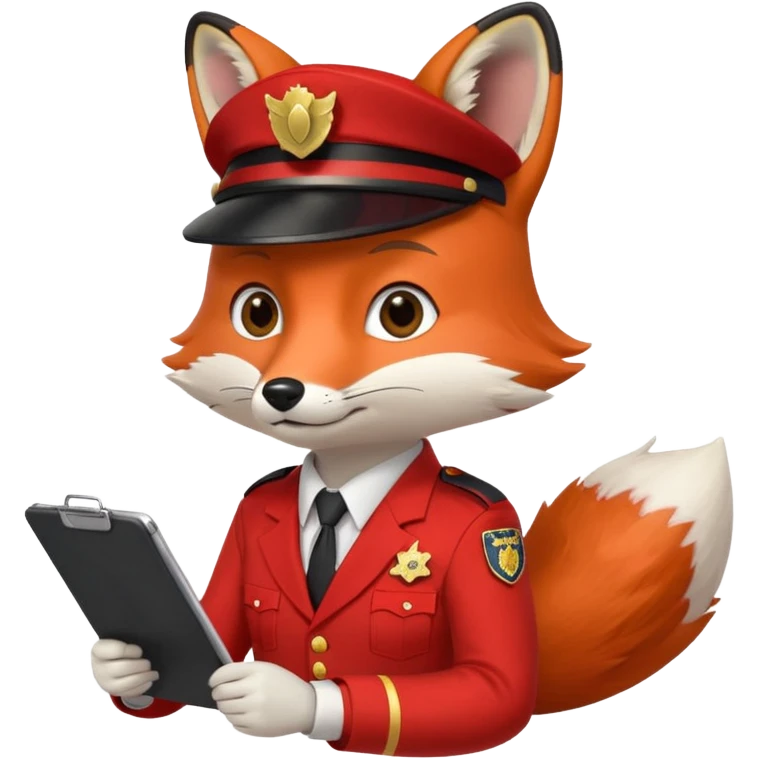 The Fox Is Actually Red Wearing A Officer Outfit Riding On The  Taxi Writing On The Clipboard emoji