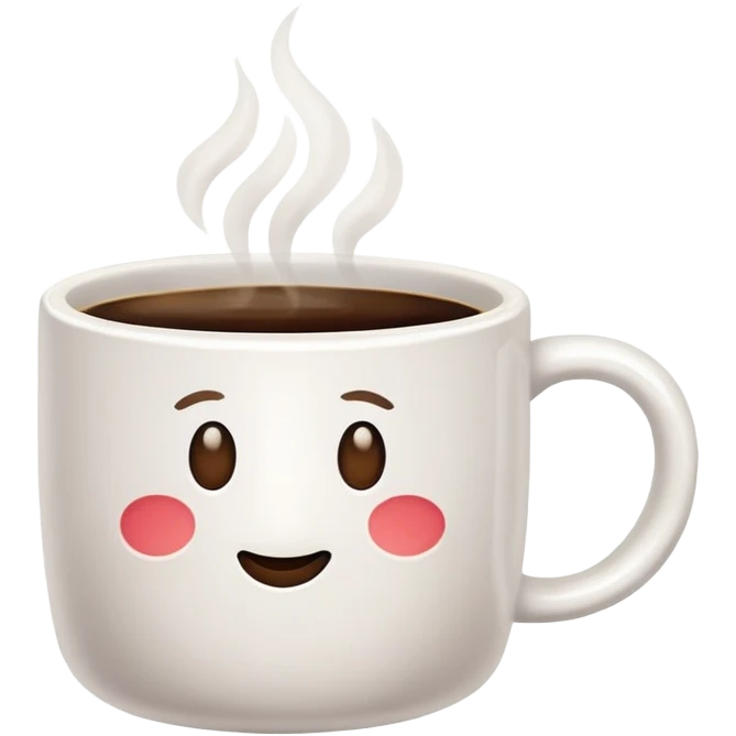 White ceramic coffee mug filled with coffee, no face or emoji emoji