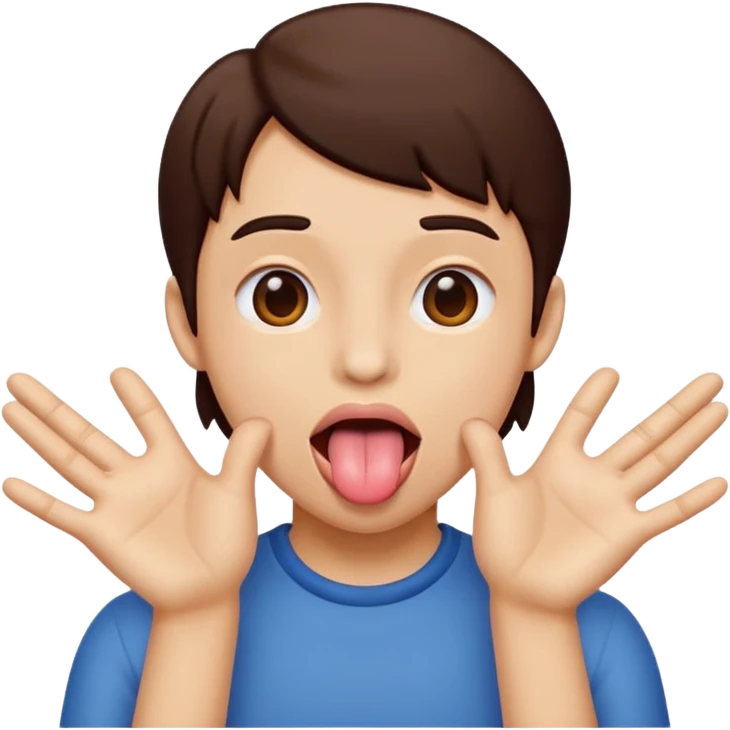 tongue out, hands opening to the sides emoji