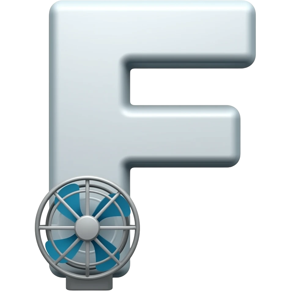 letter f having a small fan on its bottom emoji