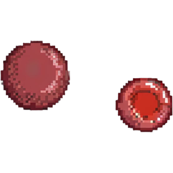 Pale red blood cell next to a normal red blood cell showing anemia comparison emoji