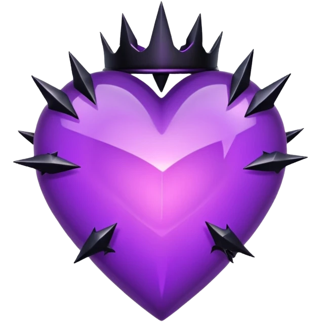 purple heart with black thorns and a crystal, dark romance emoji