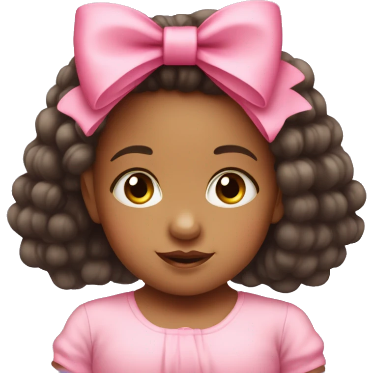 Baby girl with big pink bow emoji