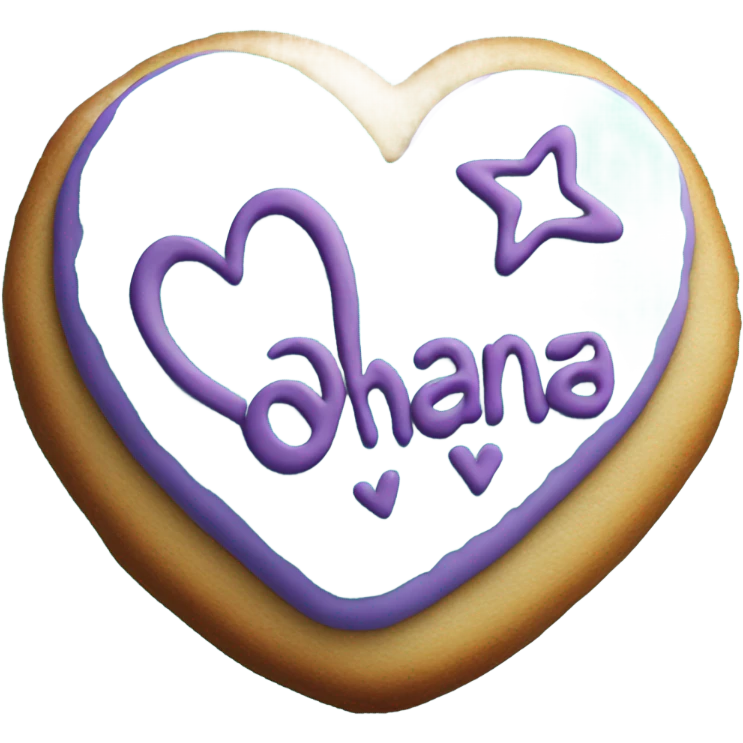 Teal purple Cookie heart with ohana emoji