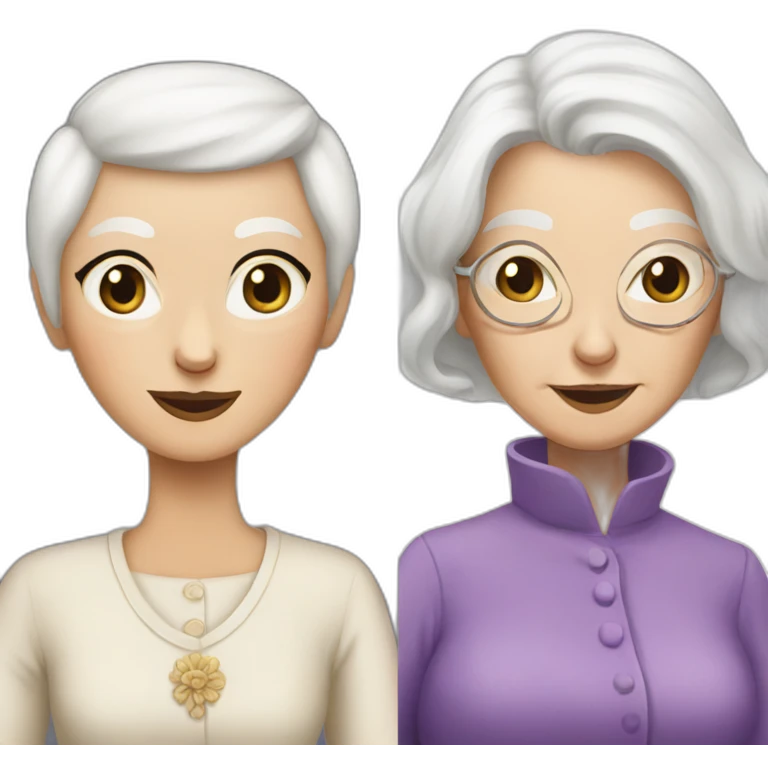siamese cat and old lady with white hair emoji