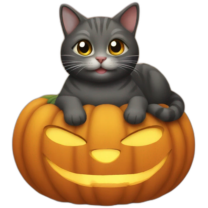 Cat on a pumpking emoji