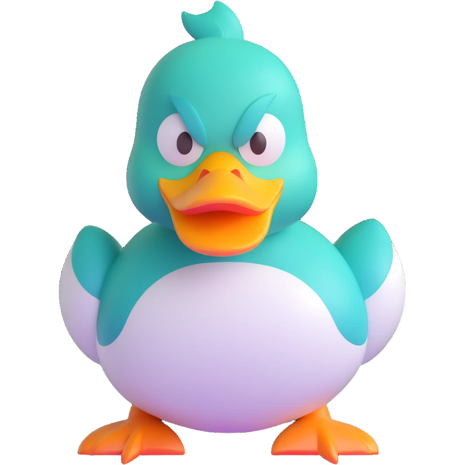 duck with a dark aura and angry face emoji