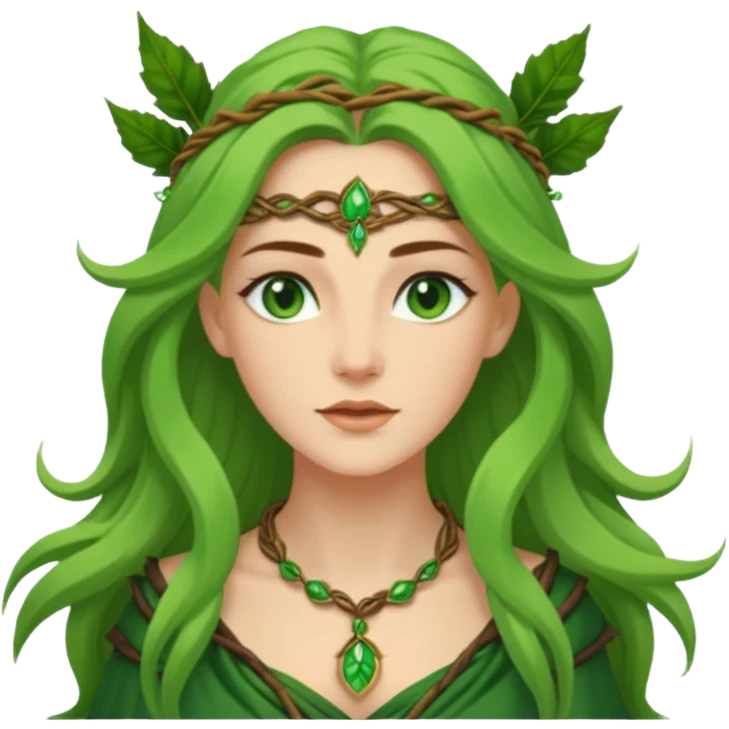 Leaf-necklace druid queen emoji