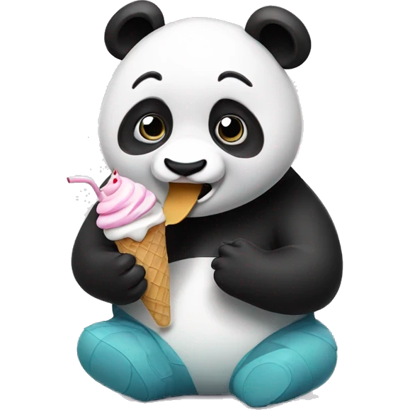 Panda eating ice cream and smoking  emoji