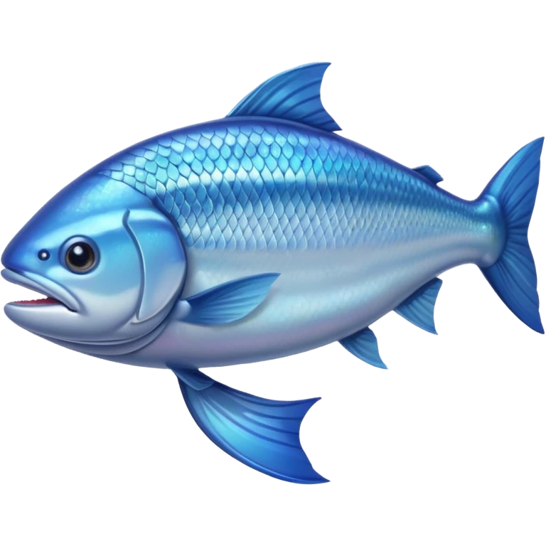 blue salmon fish, side view, slightly smiling emoji