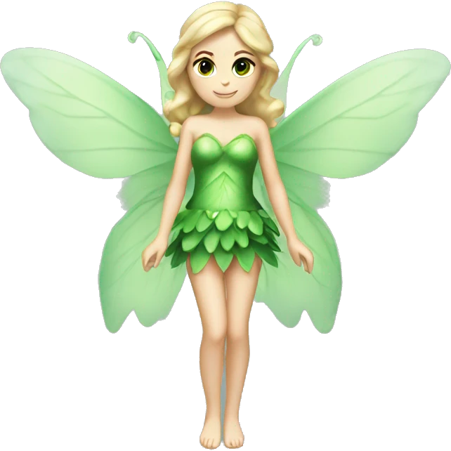 caucasian christmas fairy full body with two wings and green eyes emoji