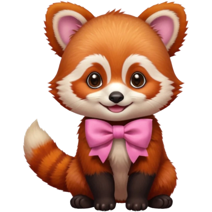 baby Red panda wearing a pink bow emoji