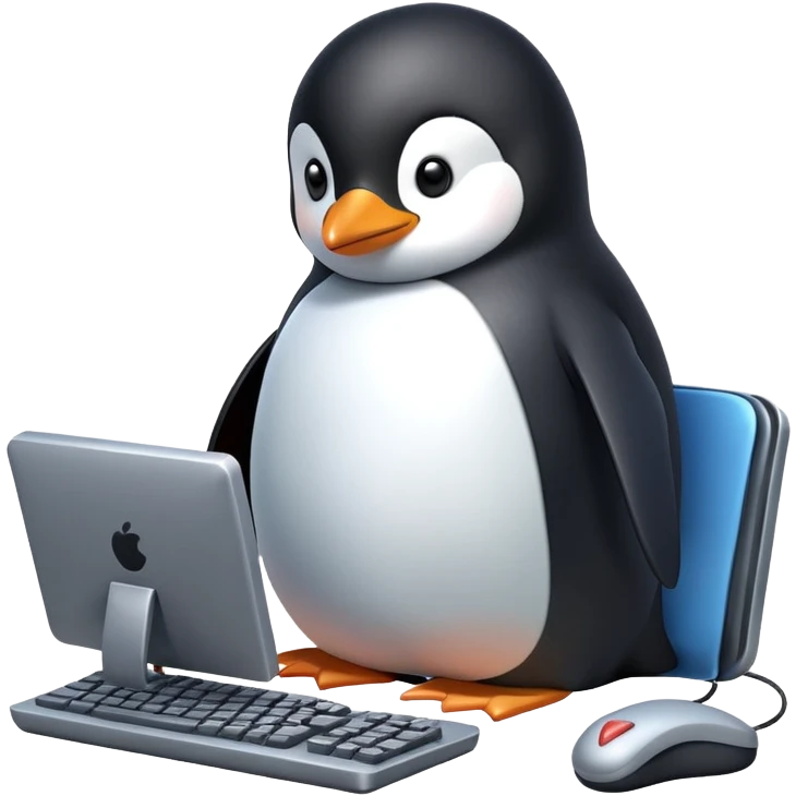 Person playing penguin game on computer emoji