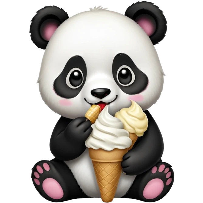 Panda eating ice cream emoji
