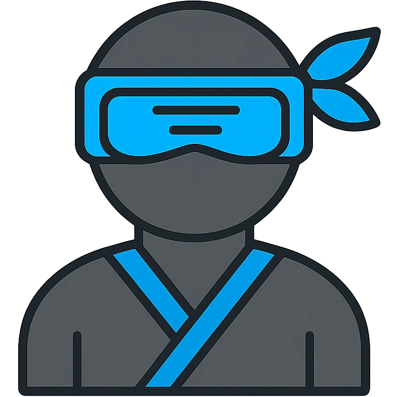 A ninja with a futuristic visor and DeepSeek blue accents, in a clean, minimal style. emoji
