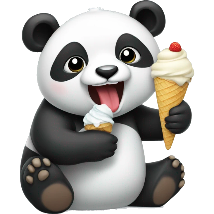 Panda eating ice cream emoji
