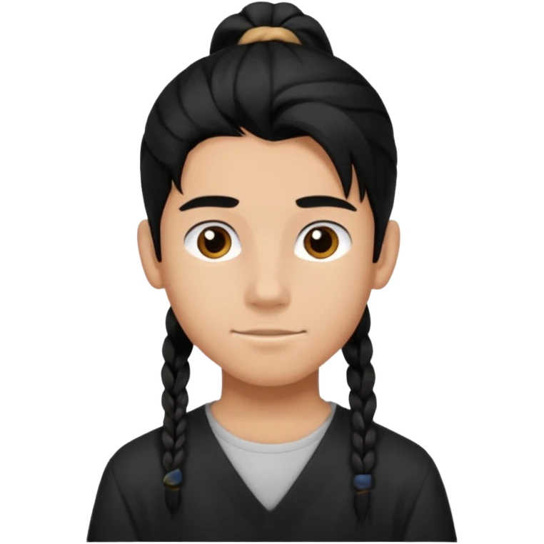 homme cheveux noir long attaché sans cheveux dépassant  16 ans, un peu bronzé emoji