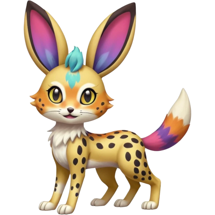 Colorful Meloetta-Bunny-Vernid-Sergal-Serval-Pokémon-Fakémon-fusion-hybrid-creature emoji