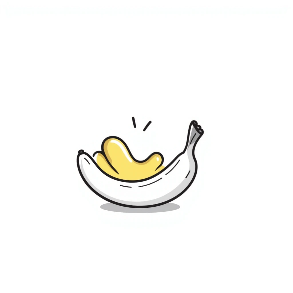 hand-drawn peeled banana showing yellow flesh emoji